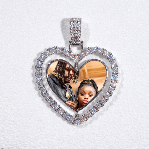 3D Spinning 2-Faced Heart Custom Picture Pendant