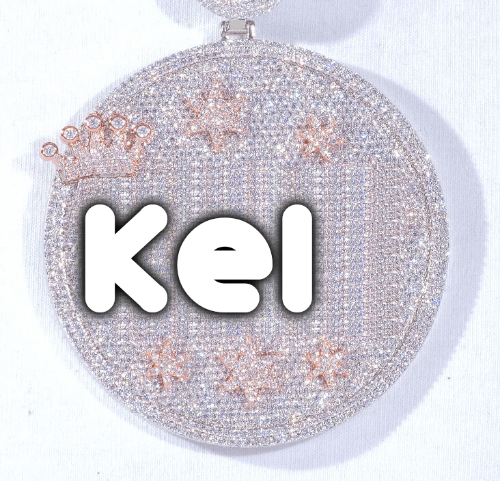 CUSTOM LETTER NECKLACE 3D BIG CROWN DISC