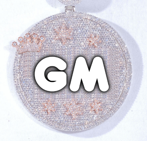 CUSTOM LETTER NECKLACE 3D BIG CROWN DISC