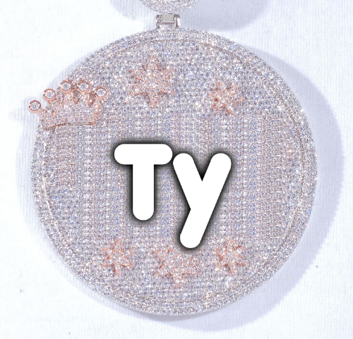 CUSTOM LETTER NECKLACE 3D BIG CROWN DISC