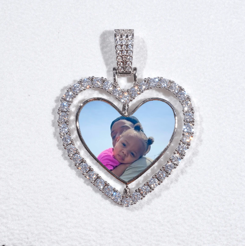 3D Spinning 2-Faced Heart Custom Picture Pendant