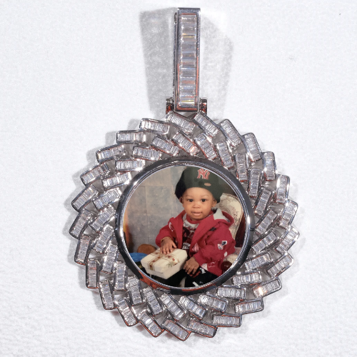 Large 3D Baguette Custom Picture Pendant