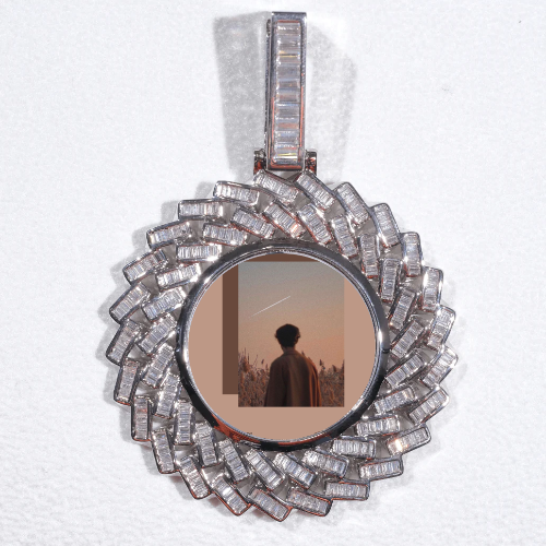 Large 3D Baguette Custom Picture Pendant