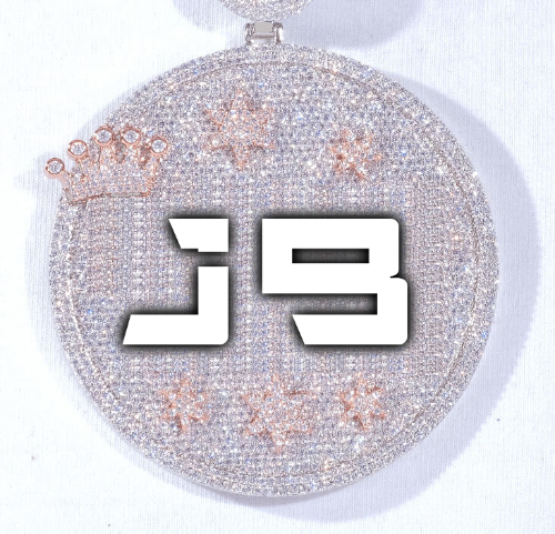 CUSTOM LETTER NECKLACE 3D BIG CROWN DISC