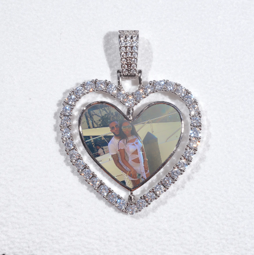 3D Spinning 2-Faced Heart Custom Picture Pendant