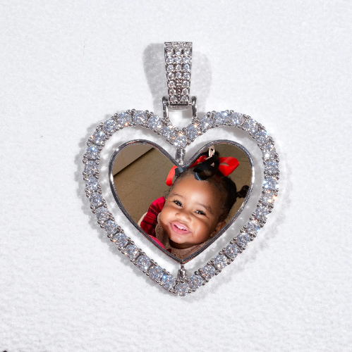3D Spinning 2-Faced Heart Custom Picture Pendant