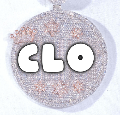 CUSTOM LETTER NECKLACE 3D BIG CROWN DISC