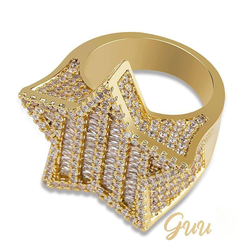 18K Gold-Plated Micro-inlay AAA CZ Pentagram Ring - The GUU Shop