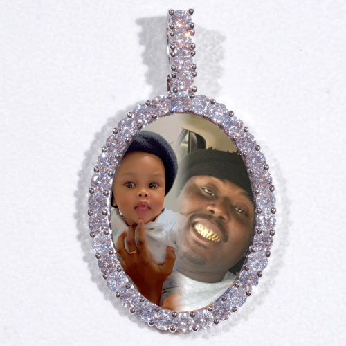 Large 3D Oval Custom Picture Pendant