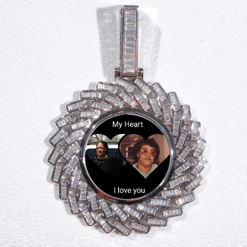 Large 3D Baguette Custom Picture Pendant