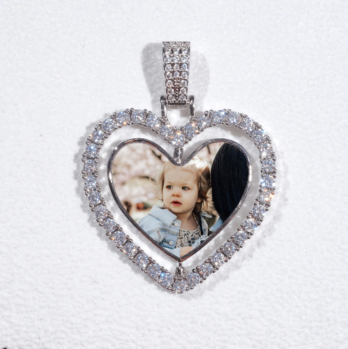 3D Spinning 2-Faced Heart Custom Picture Pendant