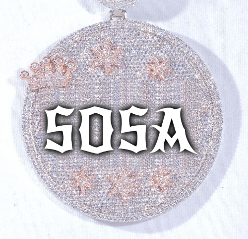 CUSTOM LETTER NECKLACE 3D BIG CROWN DISC