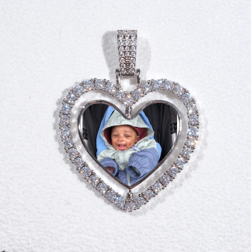3D Spinning 2-Faced Heart Custom Picture Pendant