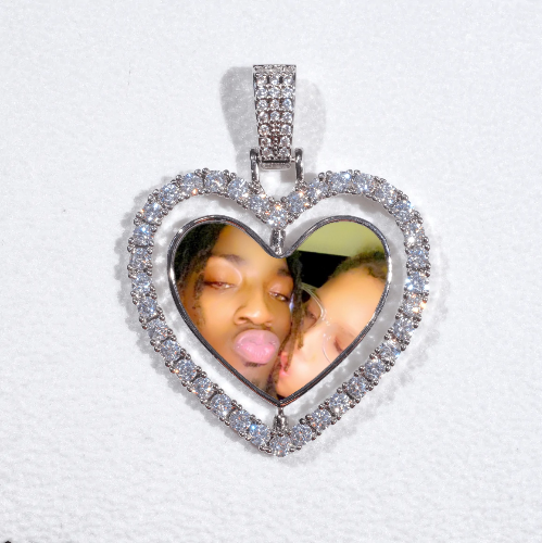 3D Spinning 2-Faced Heart Custom Picture Pendant
