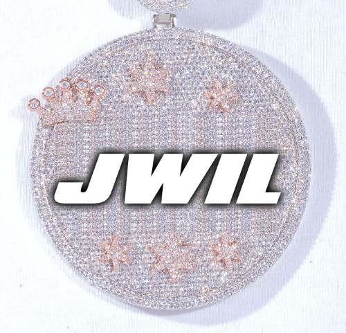 CUSTOM LETTER NECKLACE 3D BIG CROWN DISC