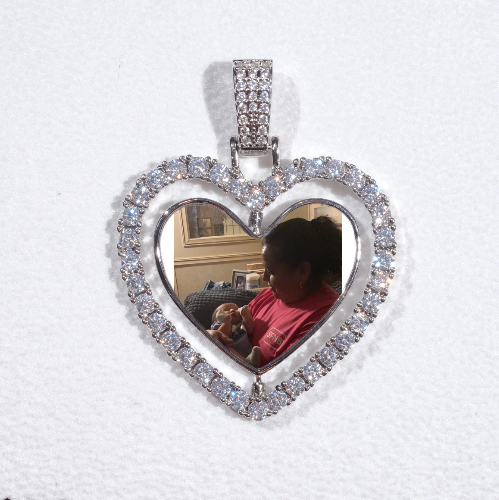 3D Spinning 2-Faced Heart Custom Picture Pendant