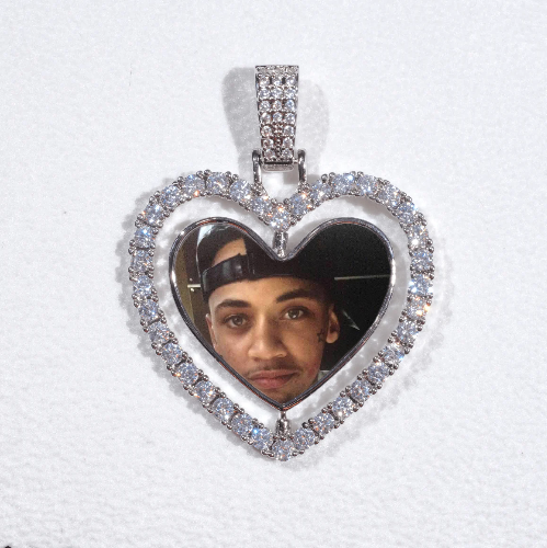3D Spinning 2-Faced Heart Custom Picture Pendant