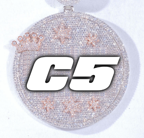 CUSTOM LETTER NECKLACE 3D BIG CROWN DISC