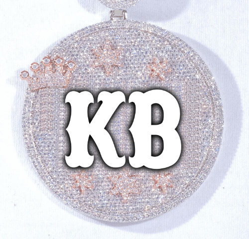 CUSTOM LETTER NECKLACE 3D BIG CROWN DISC