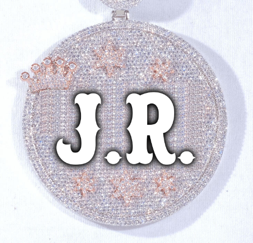 CUSTOM LETTER NECKLACE 3D BIG CROWN DISC