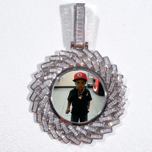 Large 3D Baguette Custom Picture Pendant