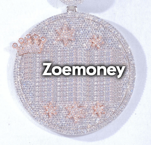CUSTOM LETTER NECKLACE 3D BIG CROWN DISC