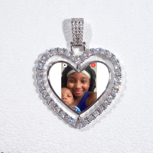 3D Spinning 2-Faced Heart Custom Picture Pendant