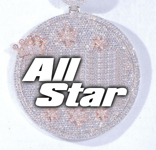 CUSTOM LETTER NECKLACE 3D BIG CROWN DISC