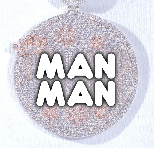 CUSTOM LETTER NECKLACE 3D BIG CROWN DISC