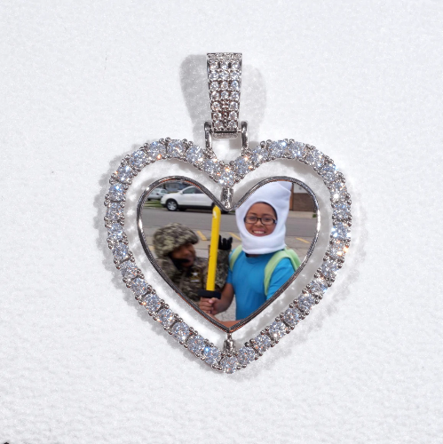 3D Spinning 2-Faced Heart Custom Picture Pendant