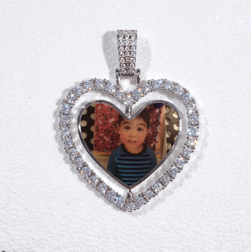 3D Spinning 2-Faced Heart Custom Picture Pendant