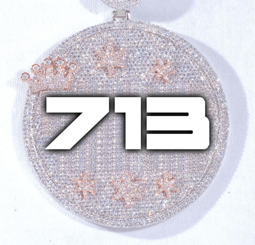 CUSTOM LETTER NECKLACE 3D BIG CROWN DISC