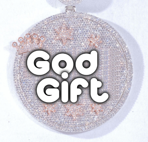 CUSTOM LETTER NECKLACE 3D BIG CROWN DISC
