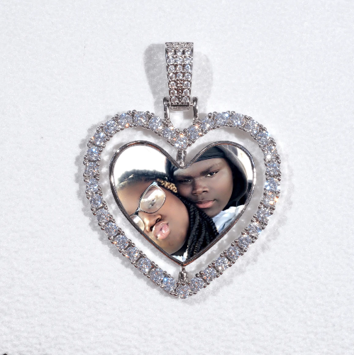 3D Spinning 2-Faced Heart Custom Picture Pendant