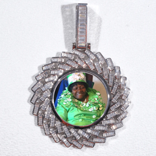 Large 3D Baguette Custom Picture Pendant