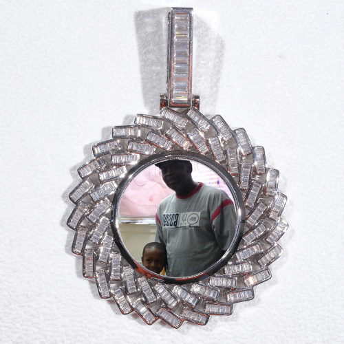 Large 3D Baguette Custom Picture Pendant