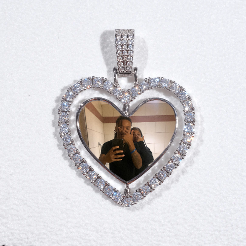3D Spinning 2-Faced Heart Custom Picture Pendant