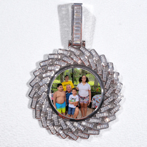 Large 3D Baguette Custom Picture Pendant