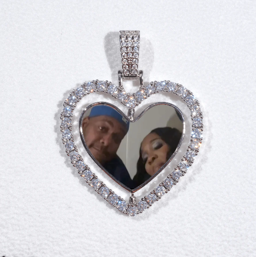 3D Spinning 2-Faced Heart Custom Picture Pendant
