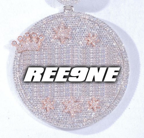 CUSTOM LETTER NECKLACE 3D BIG CROWN DISC