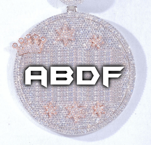 CUSTOM LETTER NECKLACE 3D BIG CROWN DISC