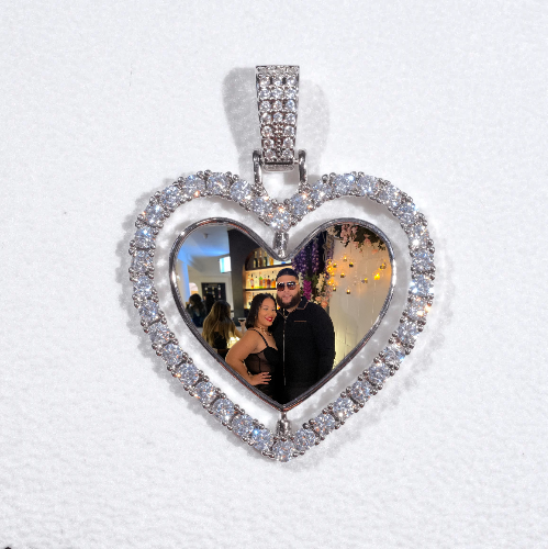3D Spinning 2-Faced Heart Custom Picture Pendant