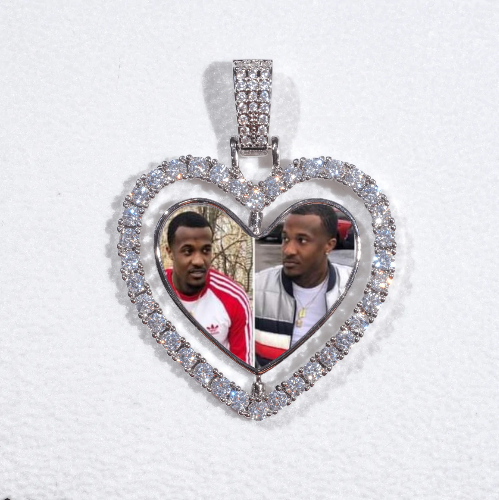 3D Spinning 2-Faced Heart Custom Picture Pendant