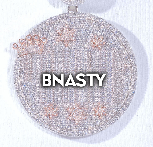 CUSTOM LETTER NECKLACE 3D BIG CROWN DISC