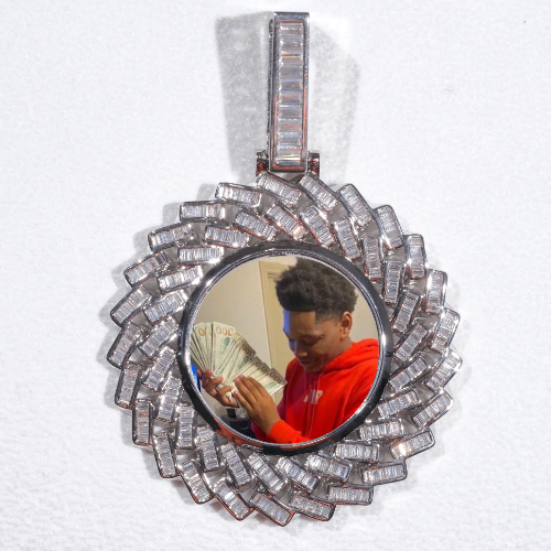 Large 3D Baguette Custom Picture Pendant