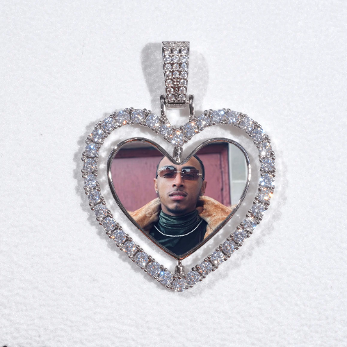 3D Spinning 2-Faced Heart Custom Picture Pendant