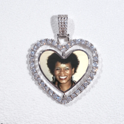 3D Spinning 2-Faced Heart Custom Picture Pendant