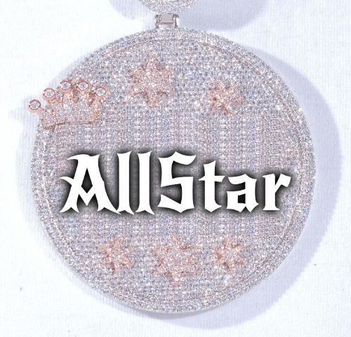 CUSTOM LETTER NECKLACE 3D BIG CROWN DISC
