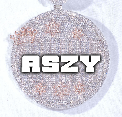 CUSTOM LETTER NECKLACE 3D BIG CROWN DISC