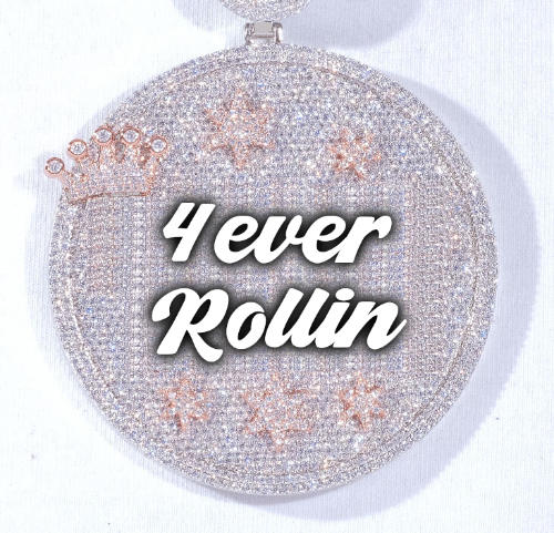 CUSTOM LETTER NECKLACE 3D BIG CROWN DISC